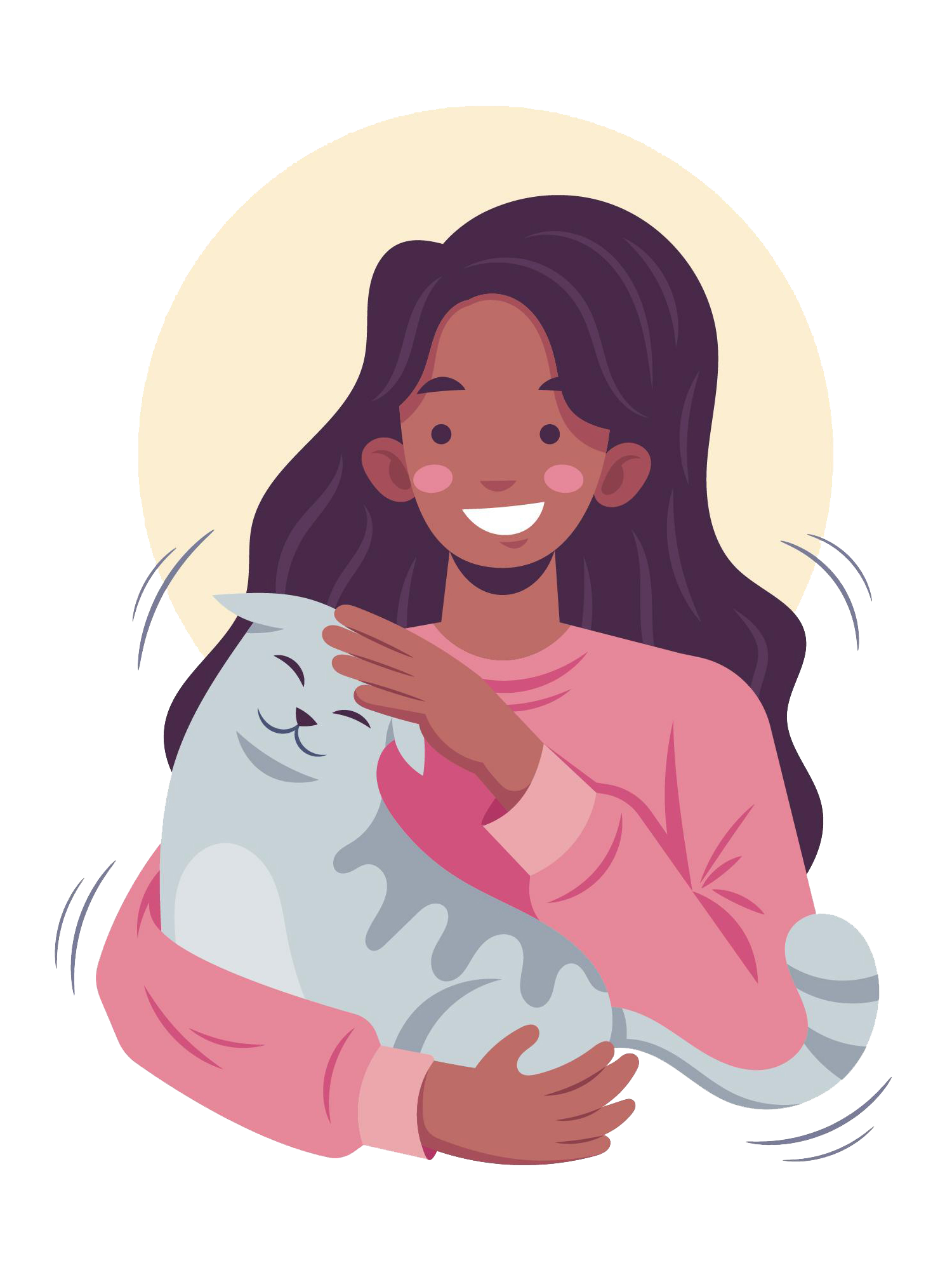 Ilustração: Mulher Segurando um Gato.